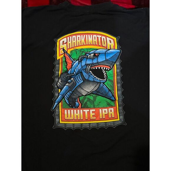 Lost Coast Brewery Sharkinator IPA White  T-Shirt Men's Size M Black Eureka, CA - Picture 1 of 4